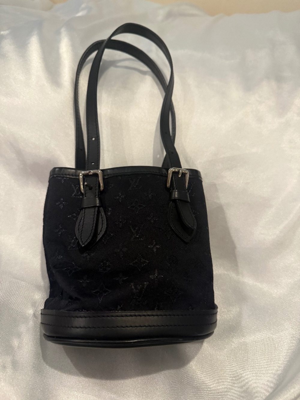 Louis Vuitton mini Bucket Bag (2001) in noir monogram satin